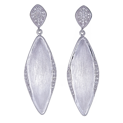 Sterling Silver White Topaz Marquis Earrings