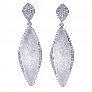 Sterling Silver White Topaz Marquis Earrings