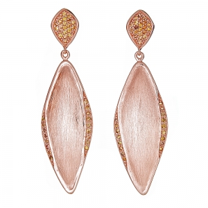 Sterling Silver 18kt Rose Gold Glaze Yellow Topaz Marquis Earrings