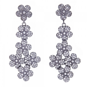 Sterling Silver White Topaz Flower Earrings