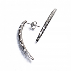Sterling Silver and Diamond-Quartz Ebony Earrings