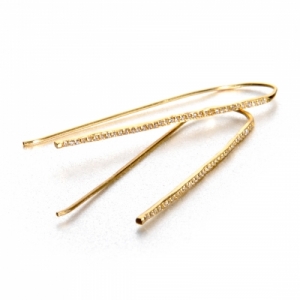 Sterling Silver 18kt Yellow Gold Glaze Diamond-Quartz Earrings