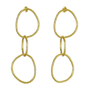 Sterling Silver 18kt Yellow Gold Glaze Link Earrings